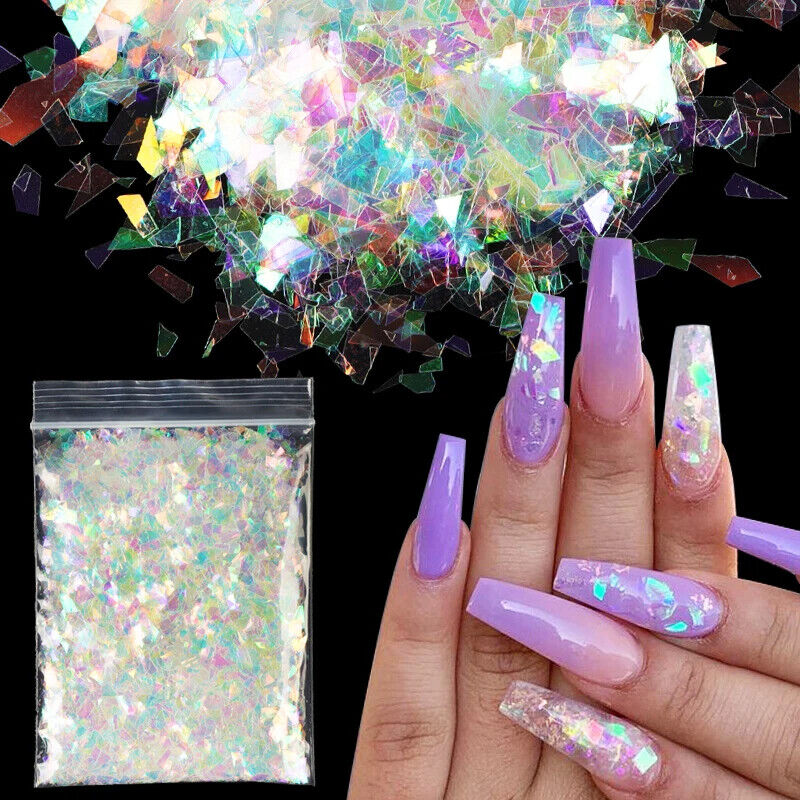 Nail Art Decor 10g Holographic Irregular Sequins Glitter Sparkly Colorful Flakes