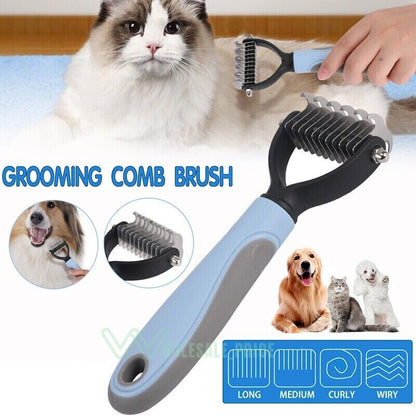 2side Dog Brush for Shedding Dematting Pet Grooming Cat Hair Undercoat Rake Comb