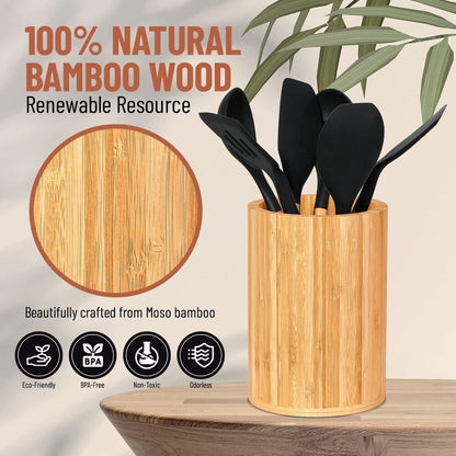 Bamboo Utensil Holder Kitchen Decor Storage Organizer Kitchen Bathroom Office