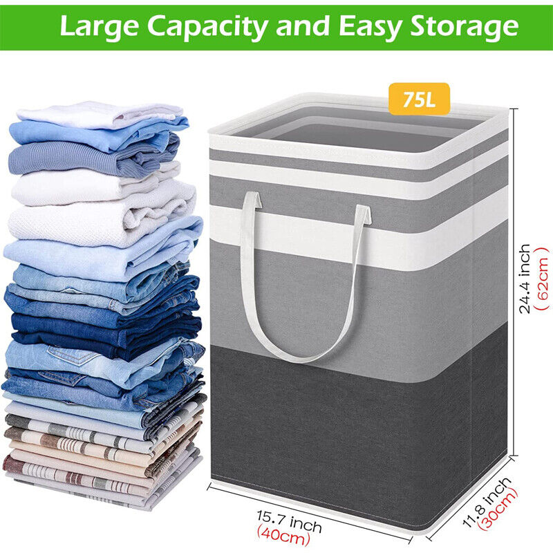 75L Large Laundry Basket Bag Waterproof Freestanding Laundry Basket for Clothes