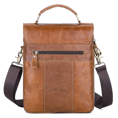 100% Genuine Leather Men's Sling Shoulder/Messenger Bag Double Zipper 8" Handbag
