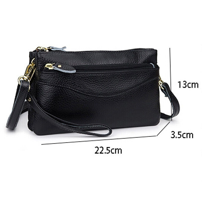 Cow Leather Women's mini Crossbody Shoulder Bag Zipper Clutch Wallets Phone Case