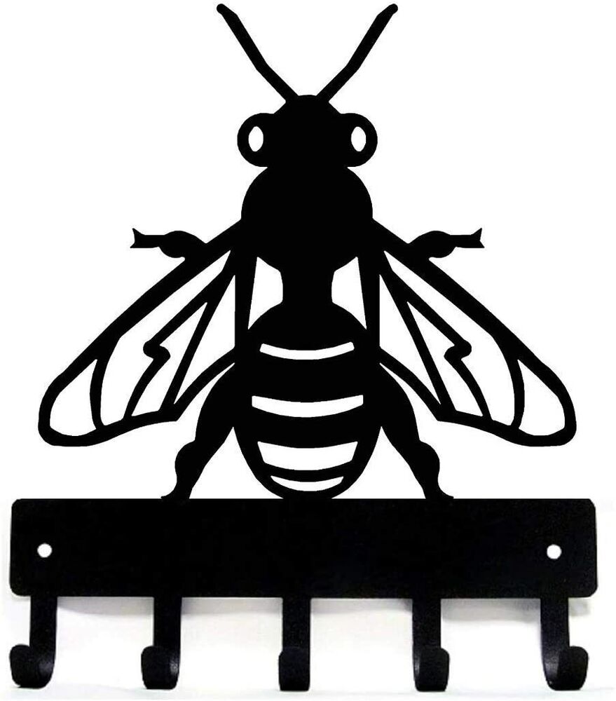 Honey Bee Key Rack Hanger - 6 inch Wide Metal Wall Art