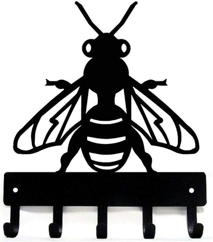Honey Bee Key Rack Hanger - 6 inch Wide Metal Wall Art