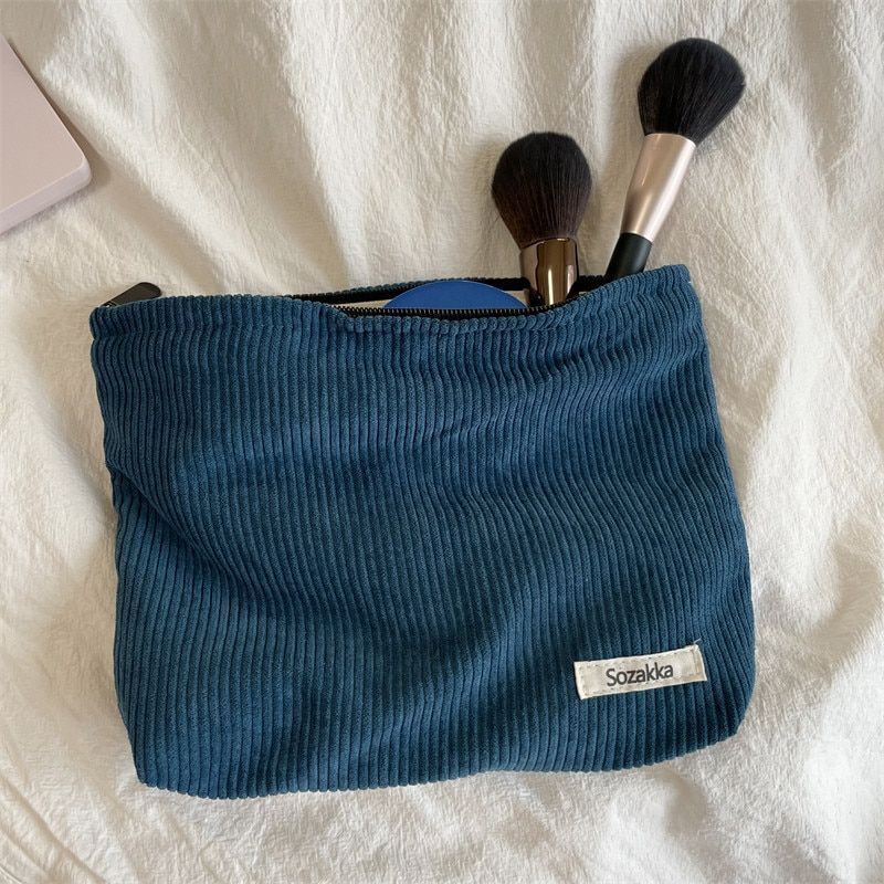 Solid Color Cosmetic Bag Clutch Large Makeup Organizer Bag Beauty Case Purse 1PC