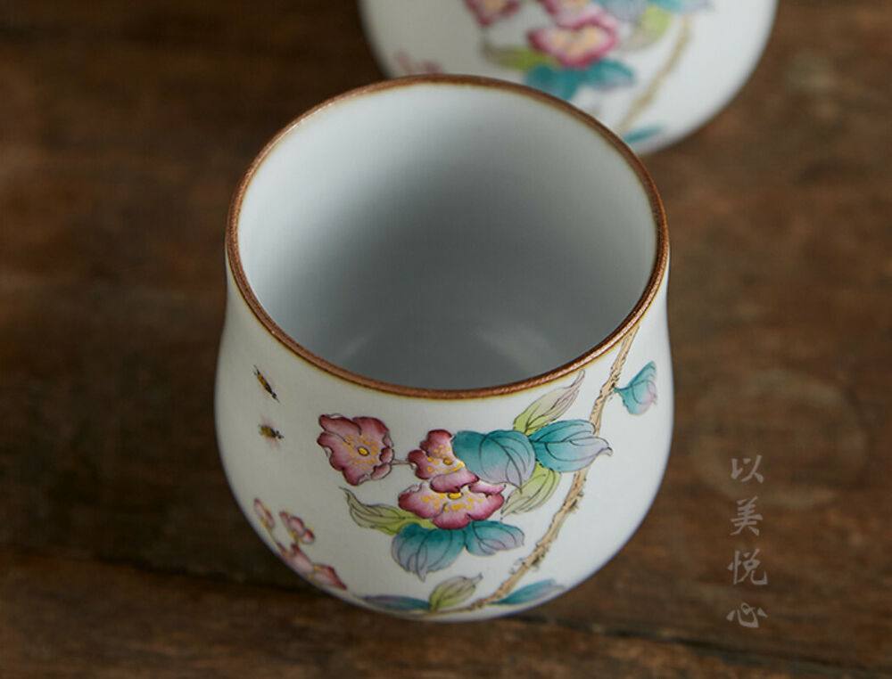 100cc China Song Dynasty Antique master tea cup ruyao begonia flower ceramic cup