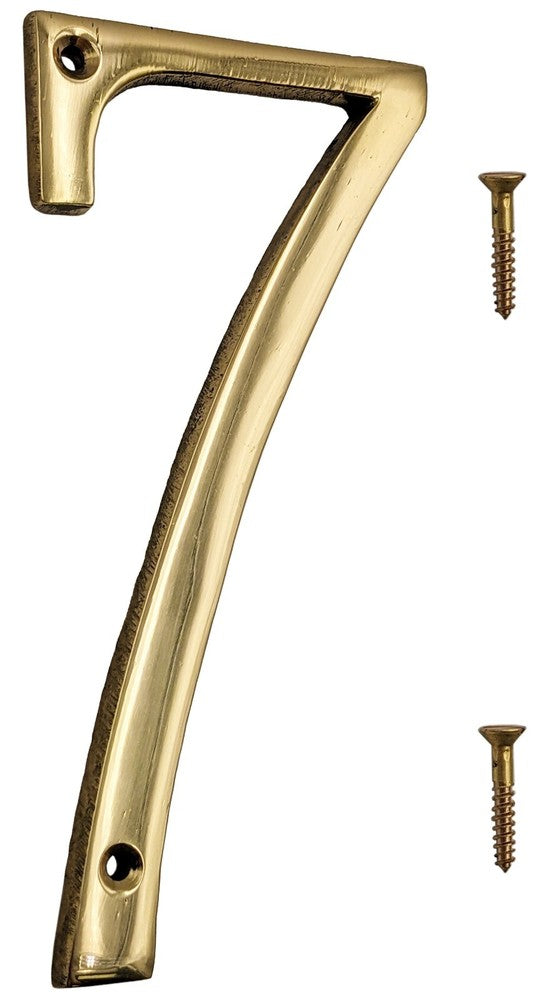 6-inch Shiny Gold House Number w/ Screws, Polished Brass, Mailbox / Home Numbers