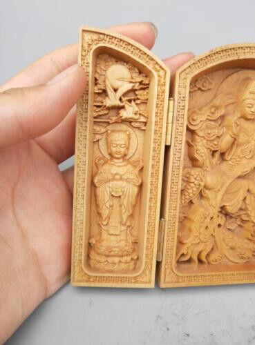 Chinese wood carving guanyin bodhisattva Buddha Riding dragon statue