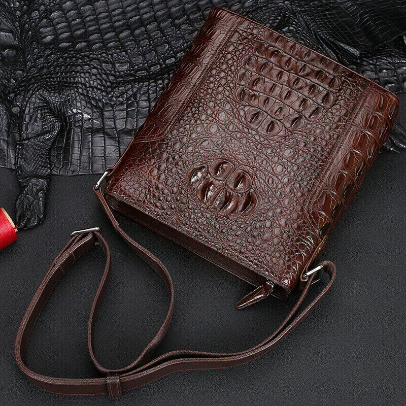 Handcrafted Nile Crocodile Skin Leather Shoulder Messenger bag, Men's Luxury Bag