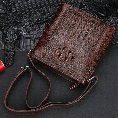 Handcrafted Nile Crocodile Skin Leather Shoulder Messenger bag, Men's Luxury Bag