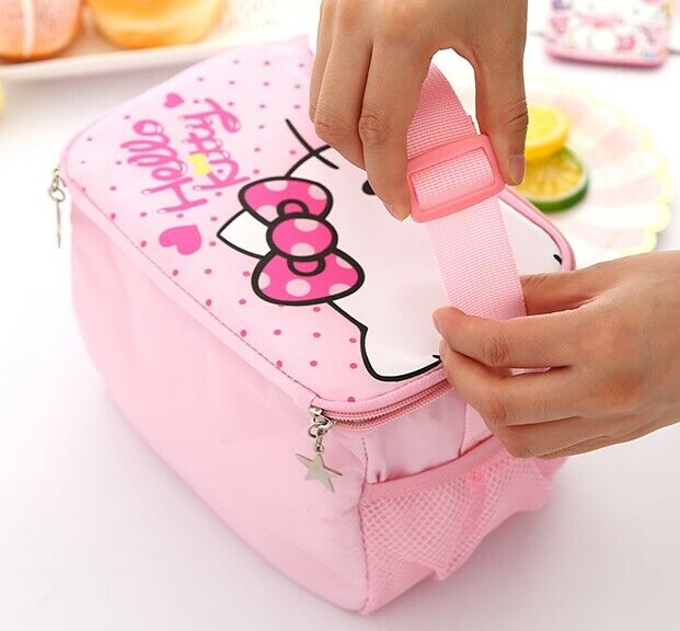 Cute Hello Kitty School Picnic Insulated Cooler Lunch Box Bag Hand Shoulder Bag