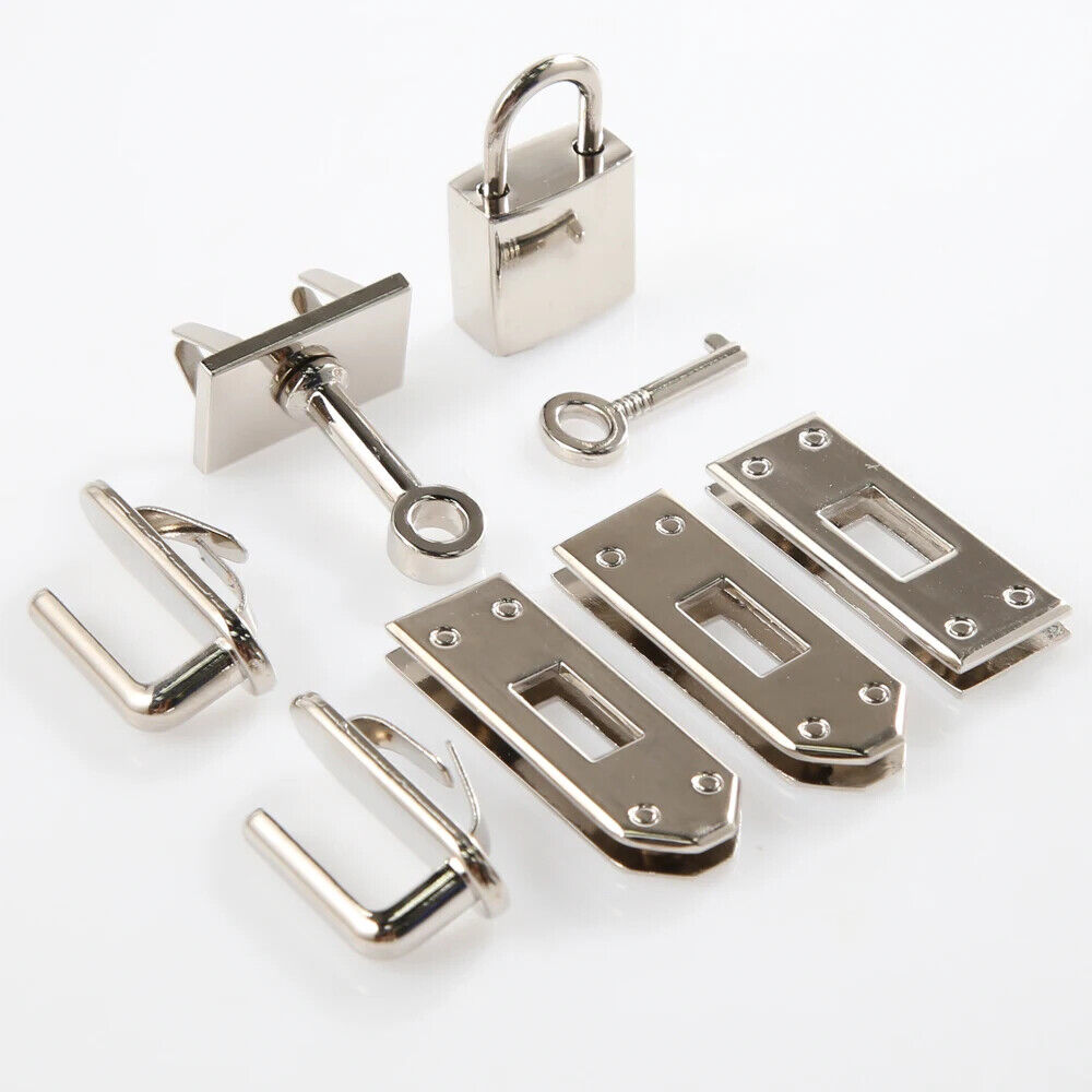 Women Handbags Lock Button 7Pcs Metal Clasp Leather Crafts Purse Bag Accessories