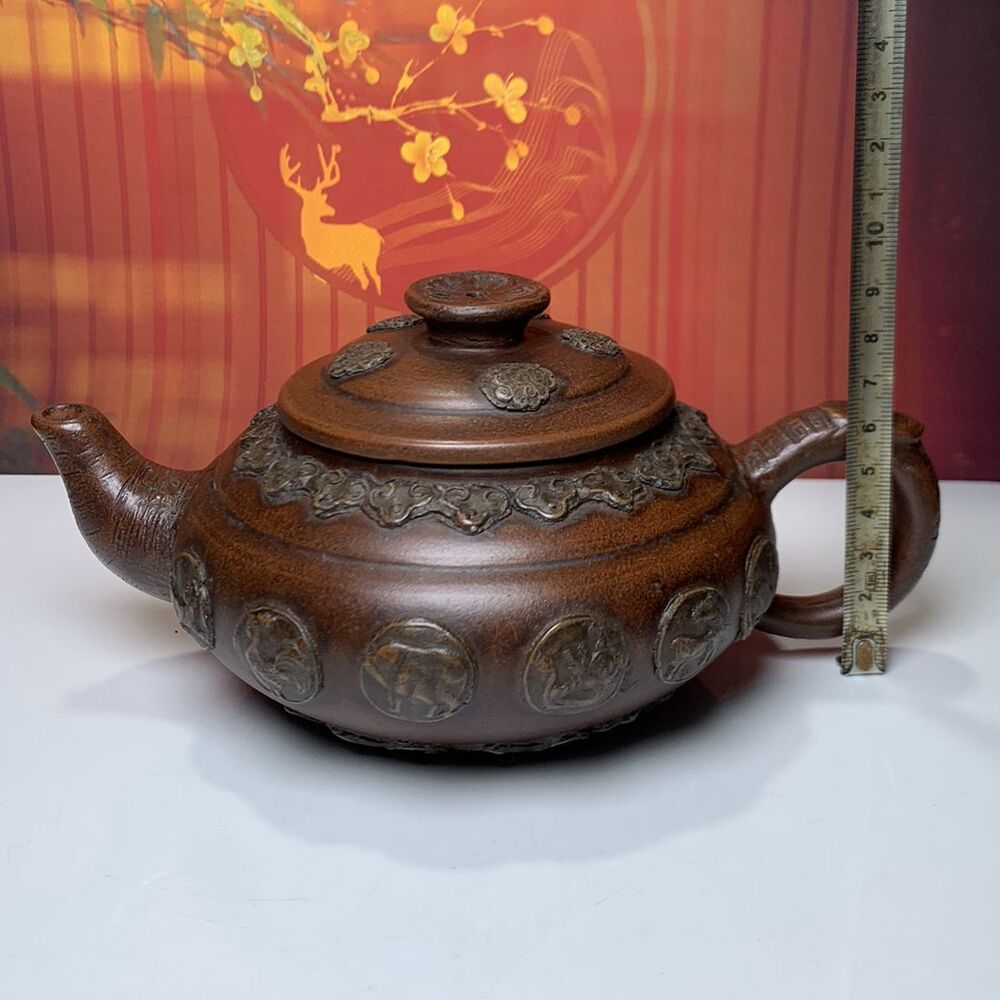 Antique Chinese Yixing Purple Clay Teapot Zisha Ceremony Ceramic Teacup Teapots