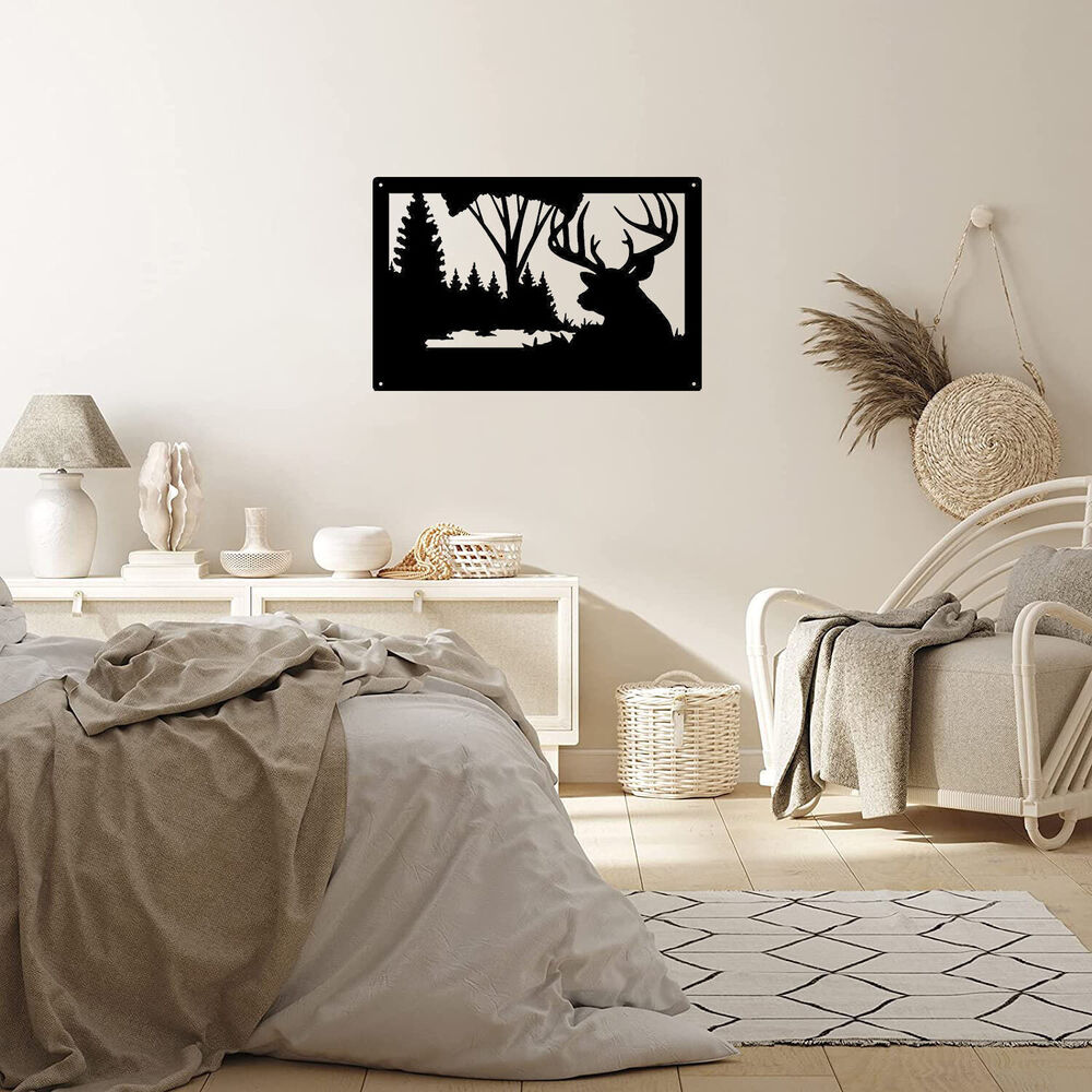 Wildlife Deer Wall Art - Lone Buck - Size 13.8" x 9" Metal Wall Art
