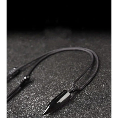 Men Necklaces Obsidian Bullet Pendants Rope Chain Pendant Fashion Punk Jewelries