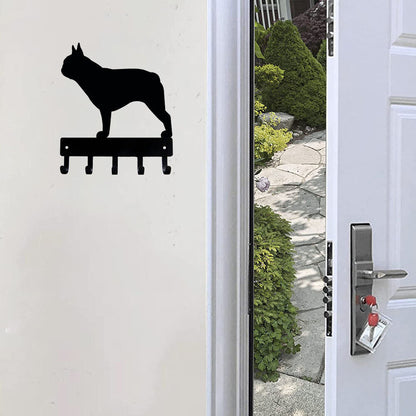 French Bulldog- Key Rack & Dog Leash Hanger- 9 inch/6 inch Wide Metal Wall Art