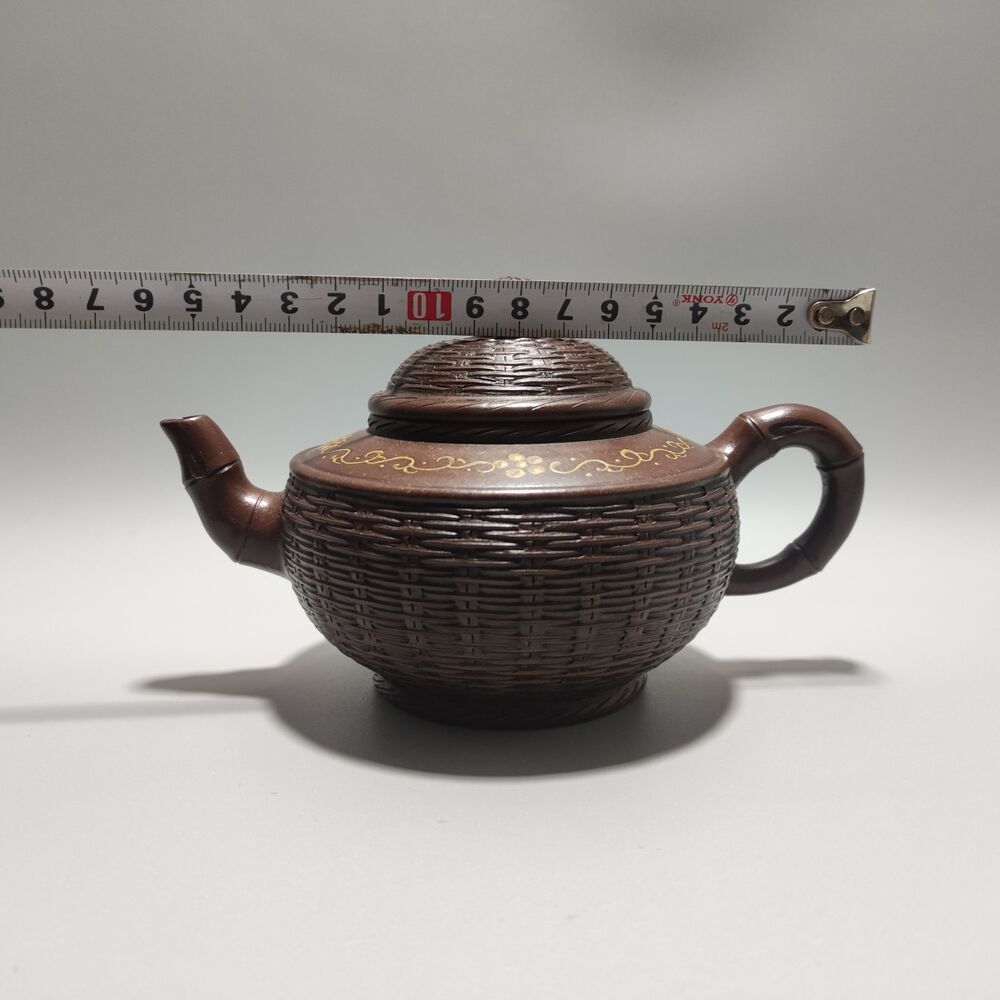 Vintage Chinese Yixing Purple Clay Teapot Zisha Ceremony Nice Bamboo Teaware Art