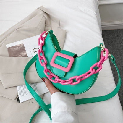 Handbag Shoulder Bag Leather Crossbody Bags Women Hit Color Messenger Bags 130CM
