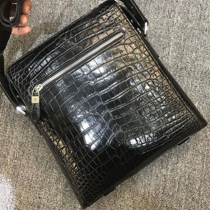 Handcrafted Siamese Crocodile Skin Leather 10" Men Luxury Shoulder/Messenger bag