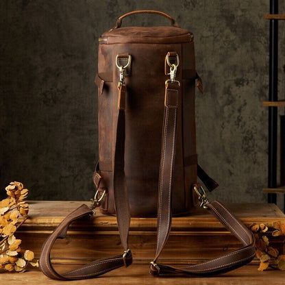 Top Cowhide Leather Travel Bag, Men Duffel Luggage Gym Sport Motorcycle Backpack