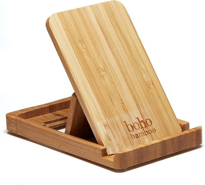 Wooden Adjustable Phone Stand Made from Eco Friendly Bamboo Desktop Organizer