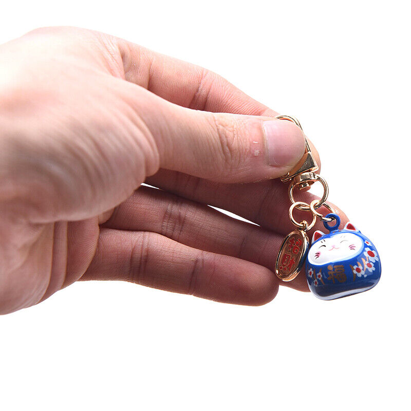 Japanese Cute Lucky Cat KeyChains Car Bag Decor Water Sound Bell Pendent Cha-ca