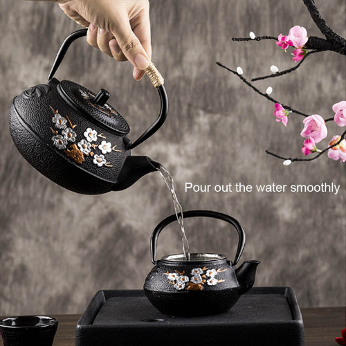 800MLCast Iron Teapot with Stainless Steel Infuser Strainer Cast Iron Tea Kettle