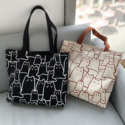 Canvas Bags Handbag Shopper Cute Tote Bag Zipper Small Shoulder Bag 35*30*5 CM