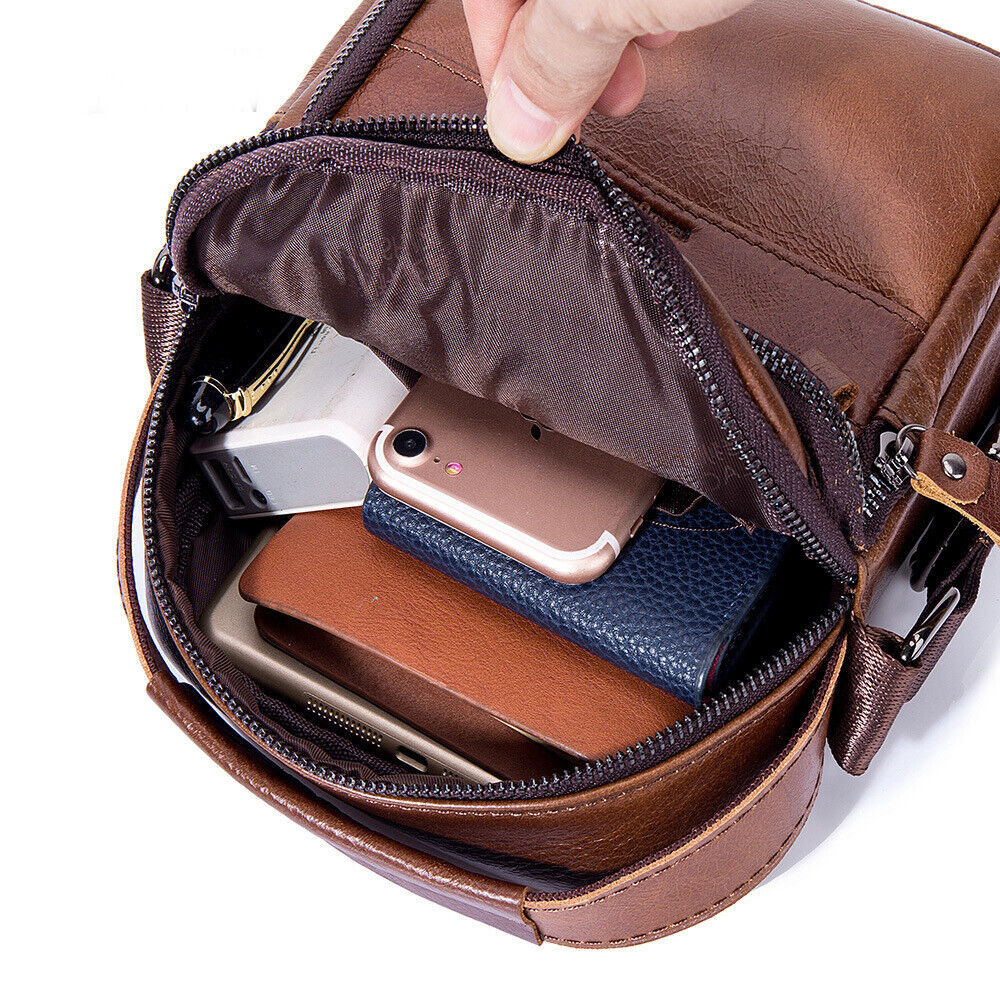 100% Genuine Leather Men's Sling Shoulder Bag Vintage Crossbody Bag Handbag