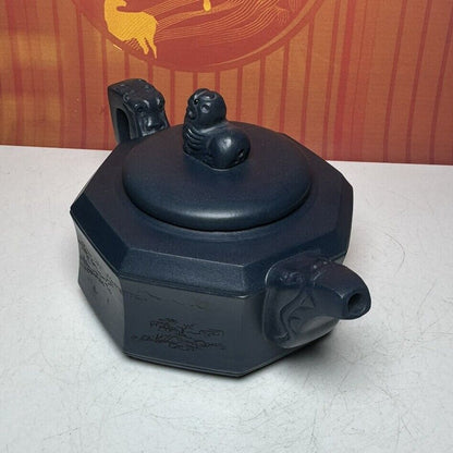 Vintage Chinese Yixing Purple Clay Teapot Zisha Ceremony Carving Collectible Art