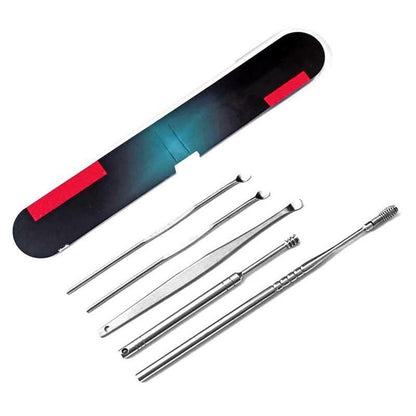 Ear Care Removal Tools 5Pcs Stainless Steel Portable Spiral Ear Cure Cleaner Kit