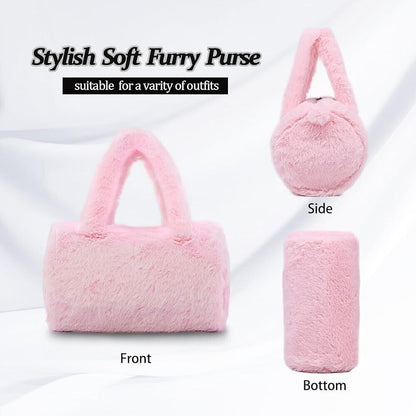 Women Plush Shoulder Bag Fashion Fluffy Crossbody Purse Soft Warm Bag Gift