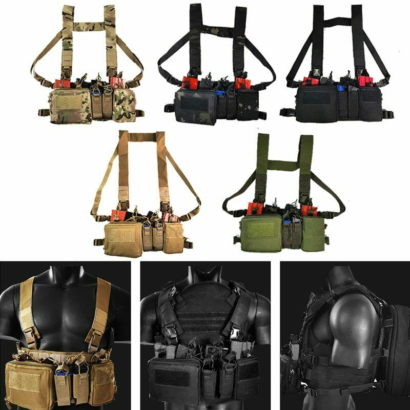 Chest Rig Bag Radio Harness Front Pouch Holster Military Vest Rig Bag Adjustable