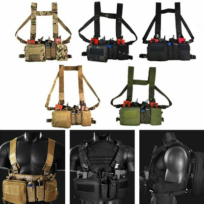 Chest Rig Bag Radio Harness Front Pouch Holster Military Vest Rig Bag Adjustable