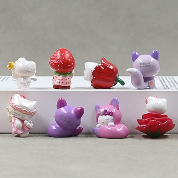 8pcs Cute Hello Kitty Kuromi My Melody Figures Toy Figurine Cake Toppers Decor