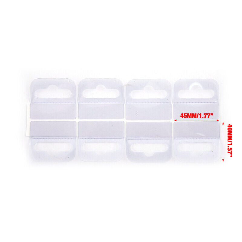 100pcs PVC Slot Hole Adhesive Hang Tabs Tag Merchandise Box Bag Peghooks DisY~gw