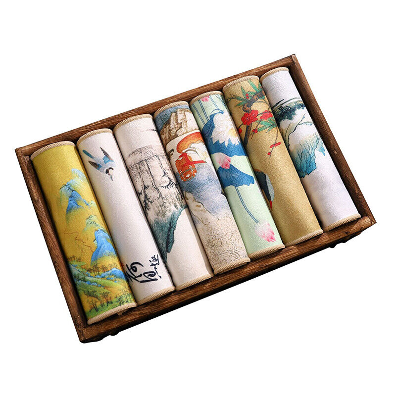 Painted Chinese Style Thick Tea Towel Super Absorbent Tea Cleaning Set Cup Mat.
