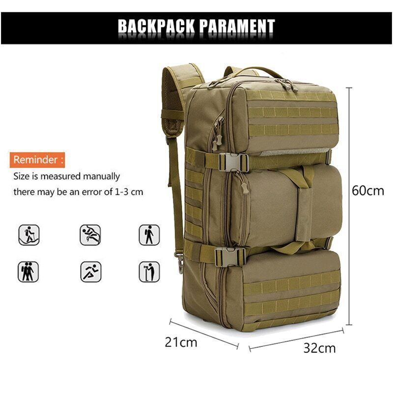Travel Backpack Tactical Militari Bag Hiking Rucksack Nylon Shoulder Camping