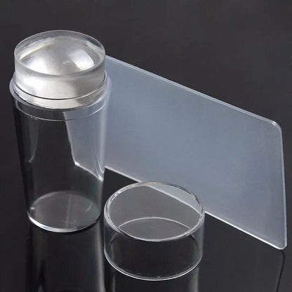 Nail Art Tools Stamper 2Pcs Big Square Transparent Scraper Image Plates Stamping