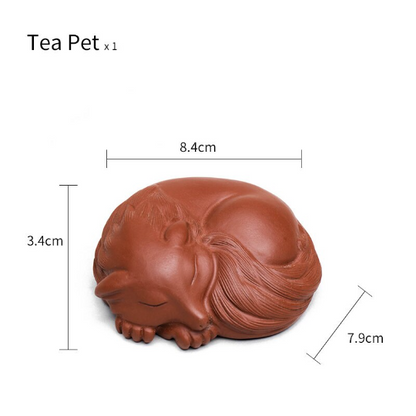 Purple Clay Teapet Nine Tailed Fox Zisha Crafts for Home Decor