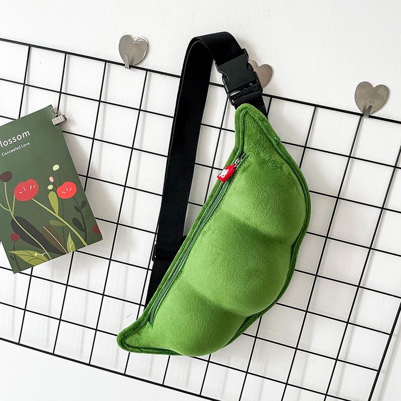 Plush Shoulder Bag Creative Peas Shaped Top Handle Bags Outdoor Shopping 38*16*7