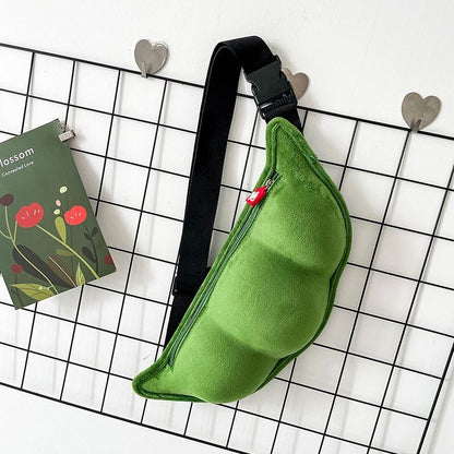 Plush Shoulder Bag Creative Peas Shaped Top Handle Bags Outdoor Shopping 38*16*7
