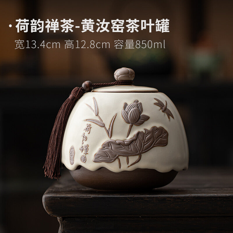 Ceramic Tea Jar Sealed Jar Household Chinese Tea Storage Jar Antique