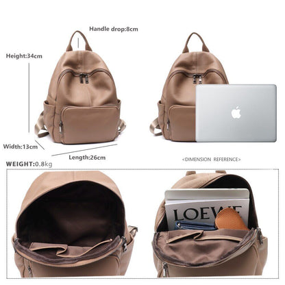 Genuine Leather Backpack Women Men Shoulder Bag School Travel Cowhide
