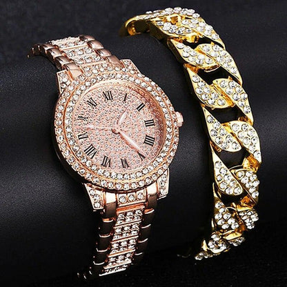 Reloj De Cuarzo Con Diamantes Para Mujer Pulsera Elegante Femenina De Marca Lujo