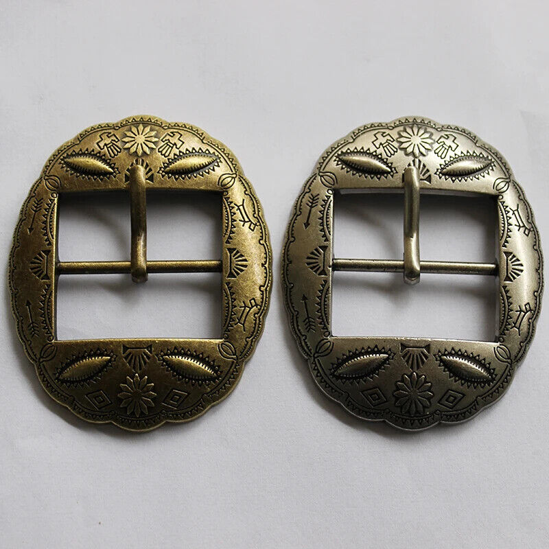 Belt Buckle 40mm Metal Carved Middle Center Half Bar Pin Clasp DIY Leather Strap