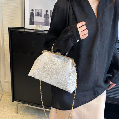 Women Handbag Chain Shoulder Bag Lady Party Clip Shell Evening Clutch