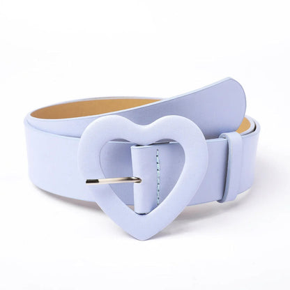 Women Belts Wide Leather Heart Buckle Button Decoration Skirt Fashion Waistbands