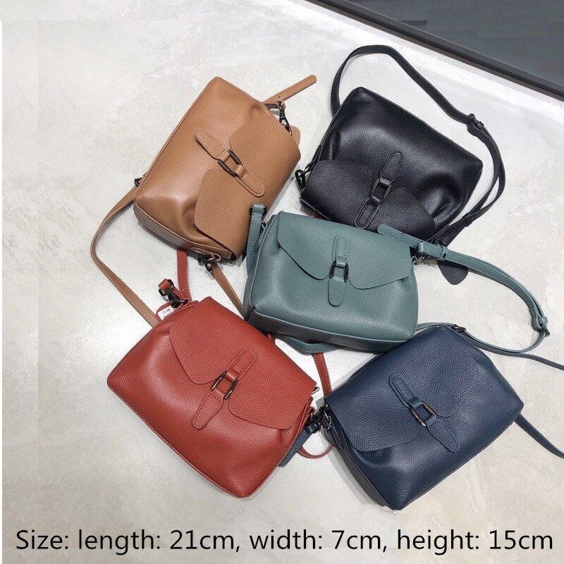 Real Leather Shoulder Bags Fashion Solid Flap Handbag Crossbody Purse Polyester