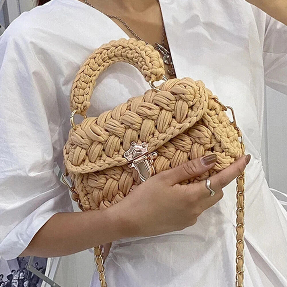 Women Handbag Chains Woven Shoulder Crossbody Bags Women Flap Lady Purses